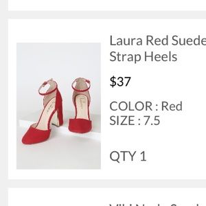 Lulu’s - Laura Red Suede Ankle Strap Heels